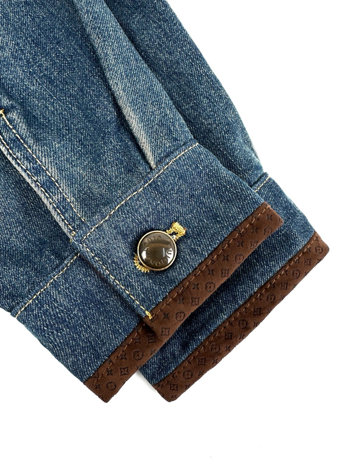 Louis Vuitton Denim Jacket With Leather Signature Details