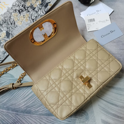 Dior Small Dior Caro Bag "Beige Supple Cannage Calfskin"