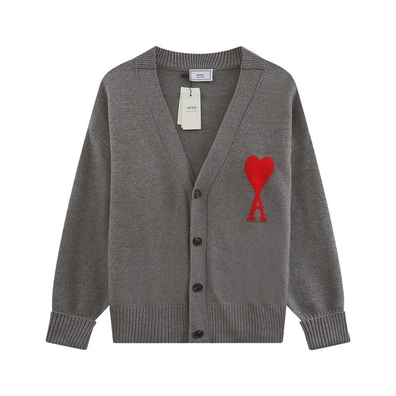 AMI Paris Ami De Coeur Cardigan "Grey"