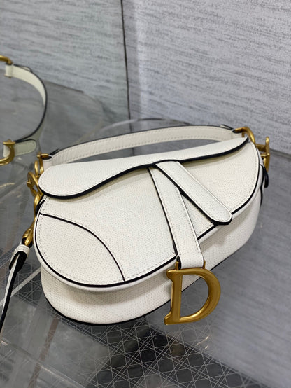 Dior Mini Saddle Bag with Strap "Latte Grained Calfskin"