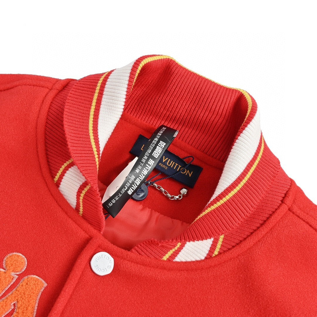 Louis Vuitton Hunting Club Varsity Bomber Jacket "Red-White"