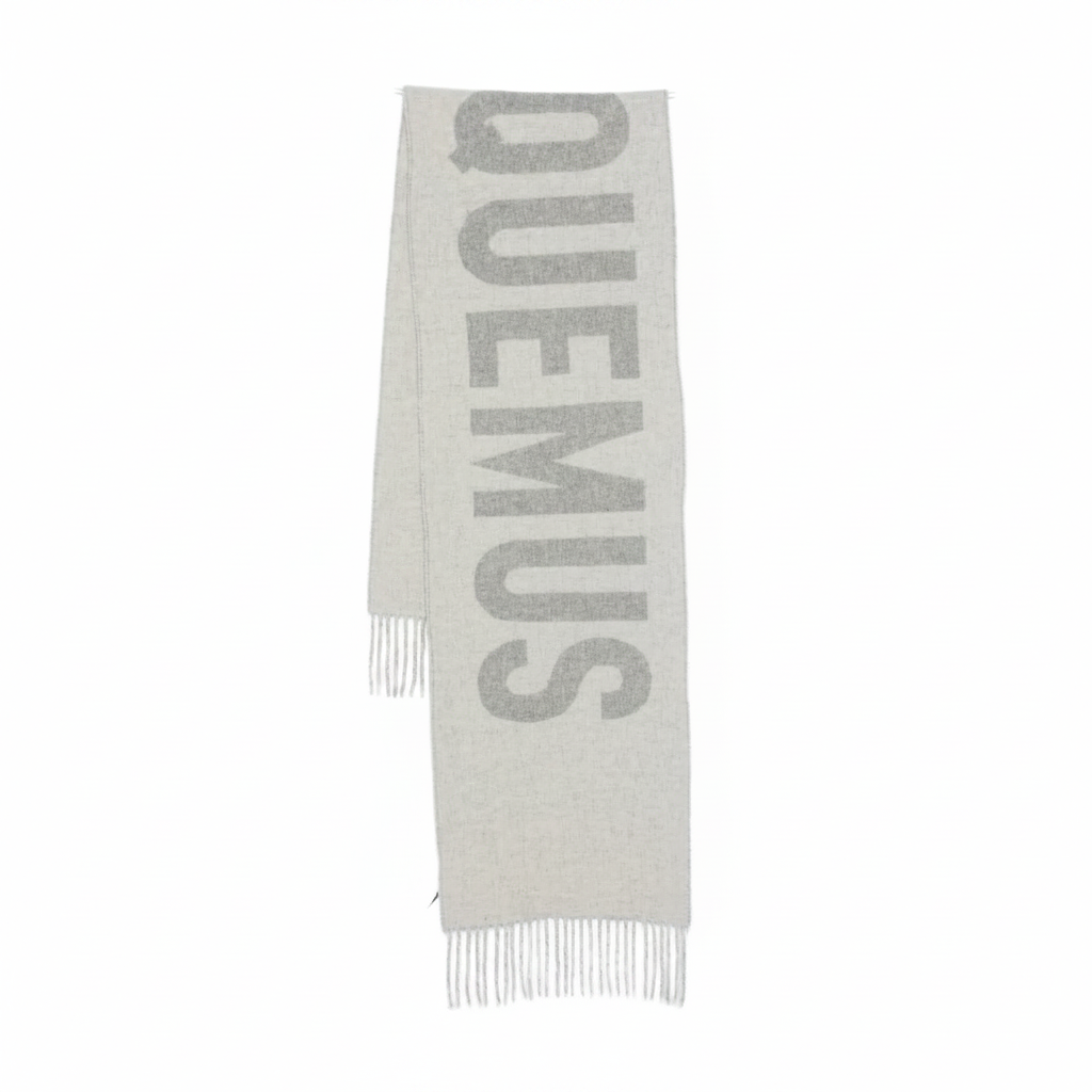 Jacquemus Logo Fringed Scarf "Grey"