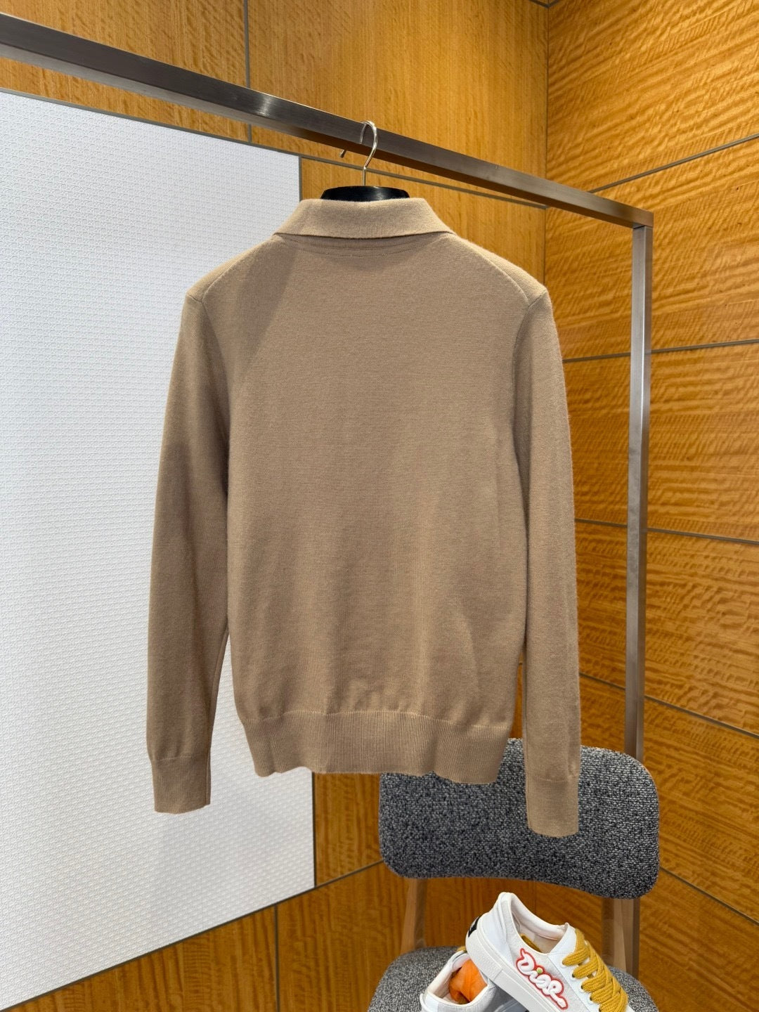 Burberry Long-sleeve Cashmere Blend Polo Shirt "Flax Beige"