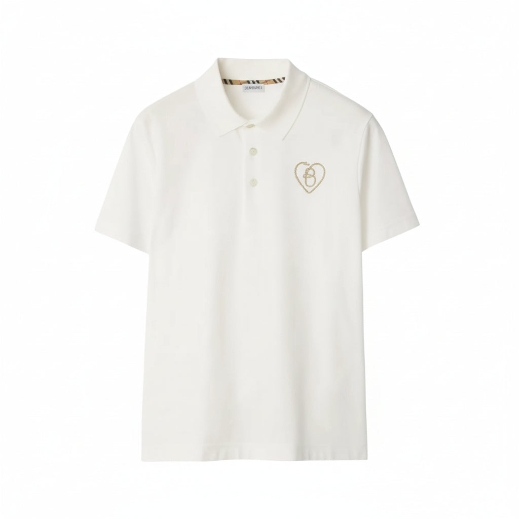 Burberry Cotton B Heart Polo T-Shirt "White"