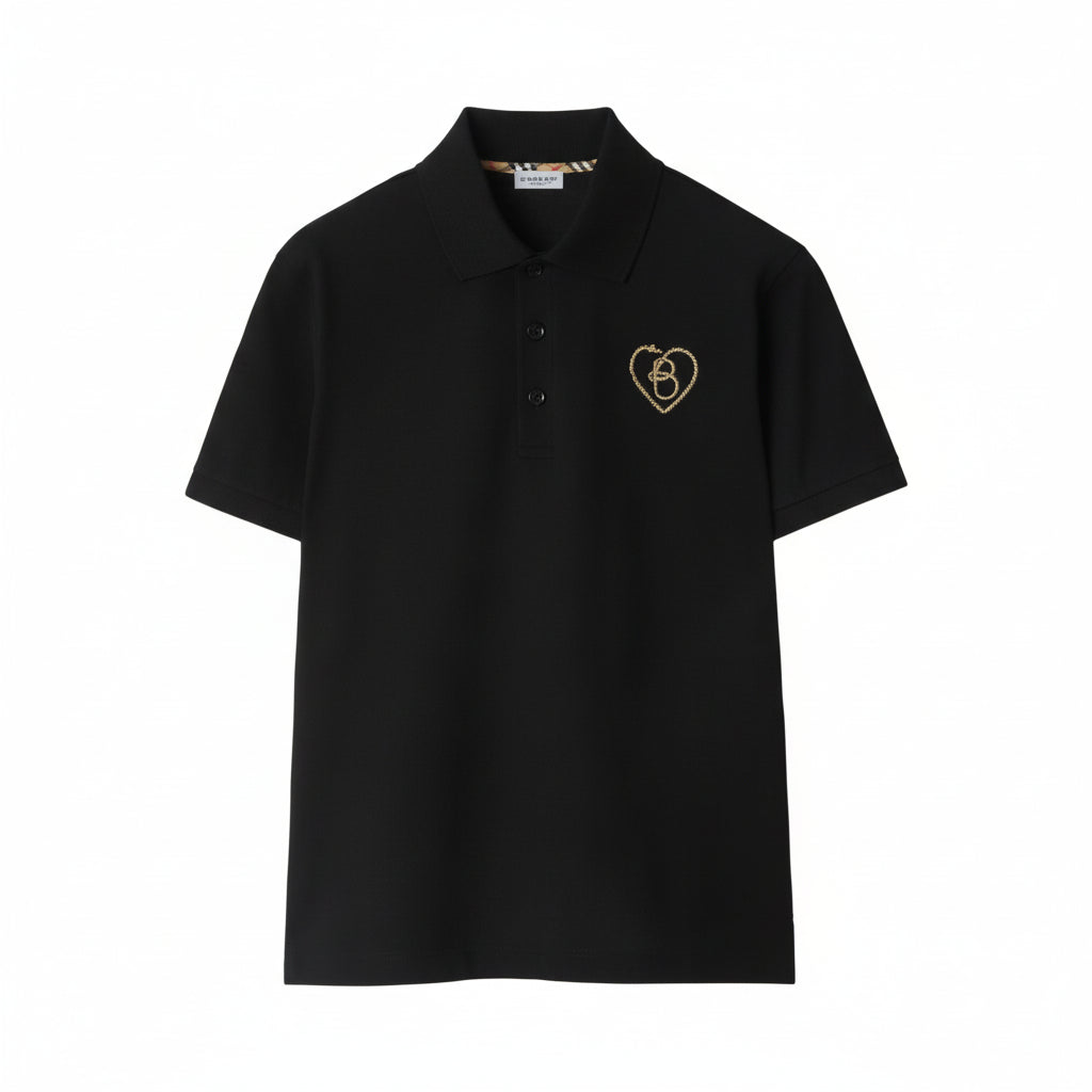 Burberry Cotton B Heart Polo T-Shirt "Black"