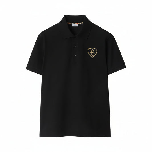 Burberry Cotton B Heart Polo T-Shirt "Black"