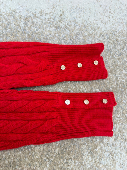 Thom Browne Cable-knit Wool Cardigan "Red"