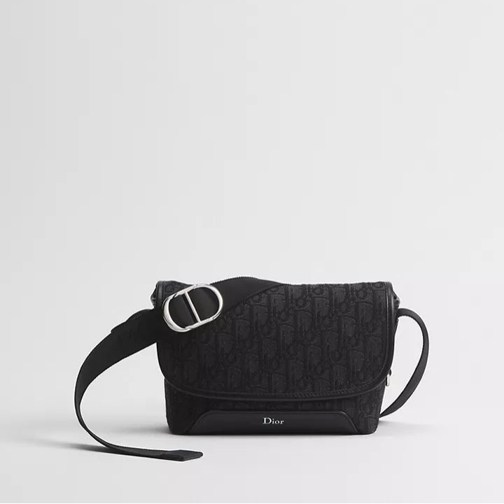 Dior Jett Mini Messenger Bag with Flap "Dior Oblique in Black Jacquard"