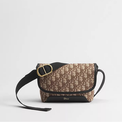 Dior Jett Mini Messenger Bag with Flap "Dior Oblique in Brown Jacquard"