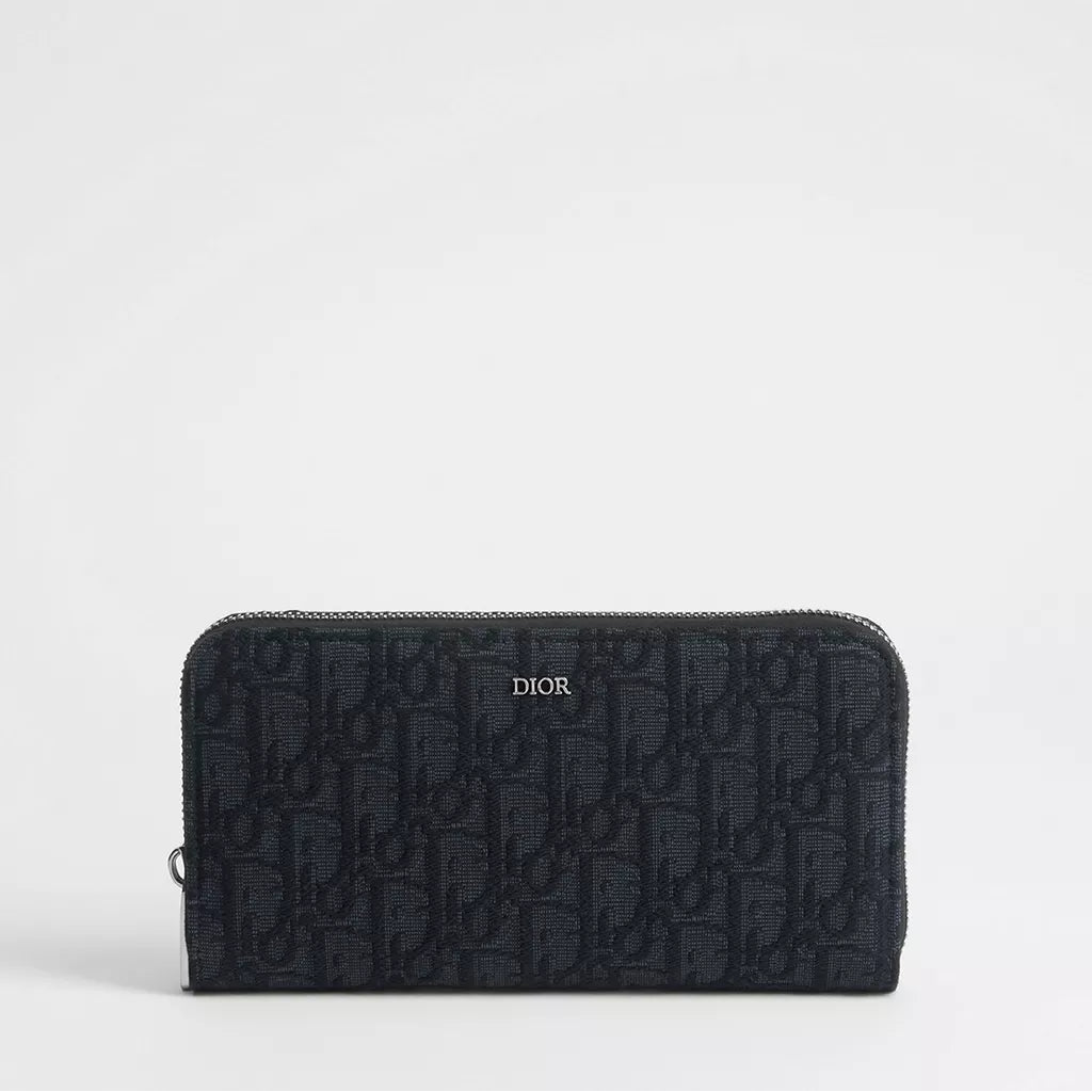 Dior Zipped Long Wallet "Black Dior Oblique Jacquard"