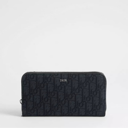 Dior Zipped Long Wallet "Black Dior Oblique Jacquard"