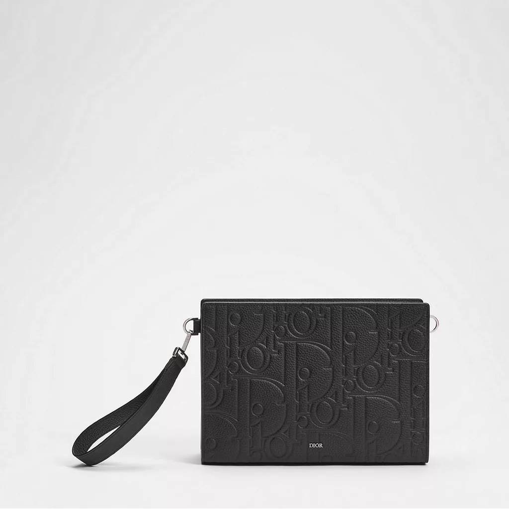 Dior A5 Triangle Pouch "Black Dior Gravity Leather"