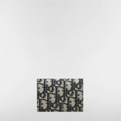 Dior Business Card Holder Beige and Black Dior Oblique Jacquard