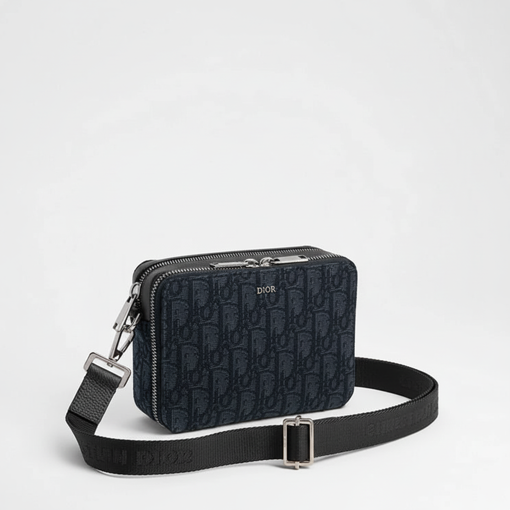 Dior Oblique Jacquard Zipped Pouch with Strap