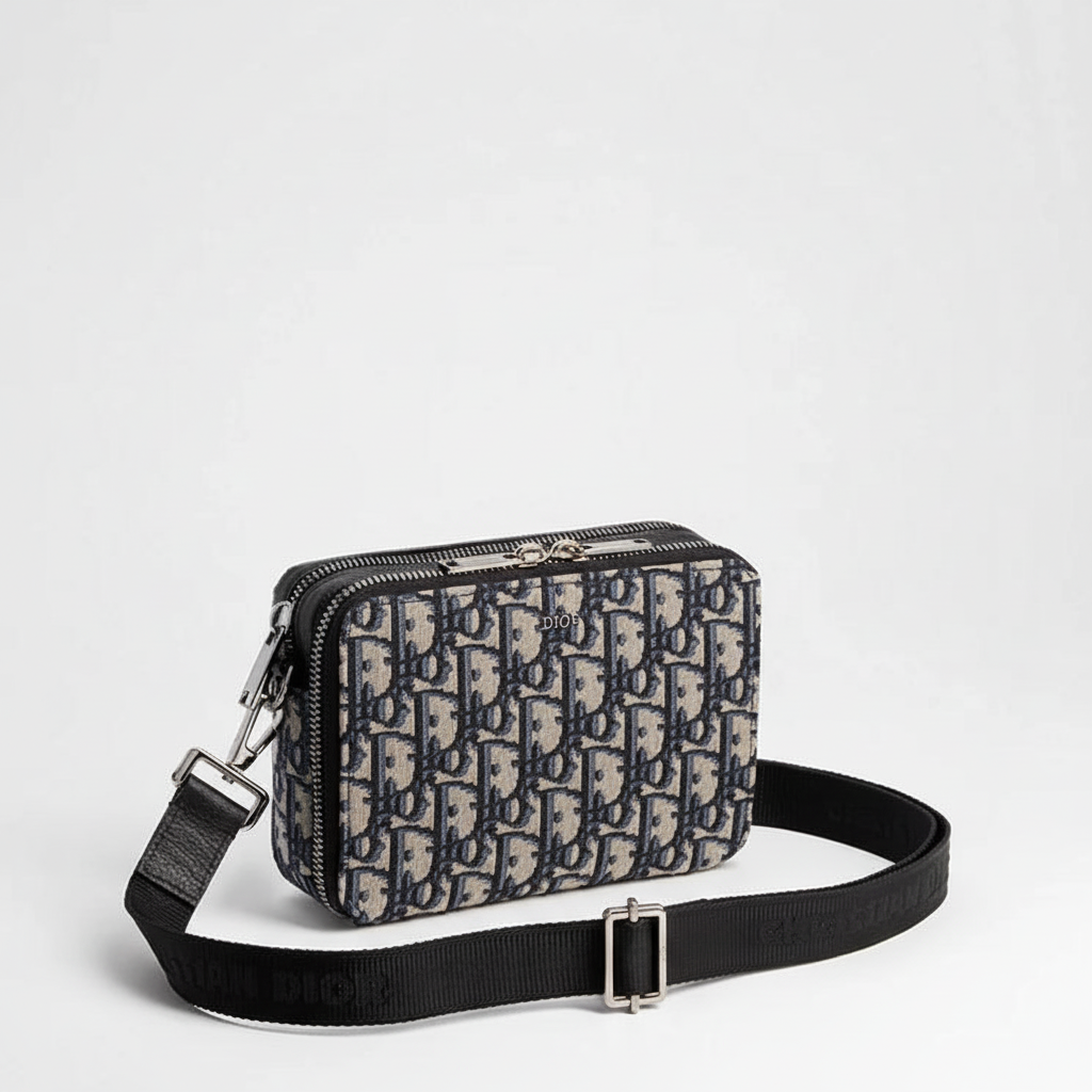 Dior Oblique Jacquard Zipped Pouch with Strap