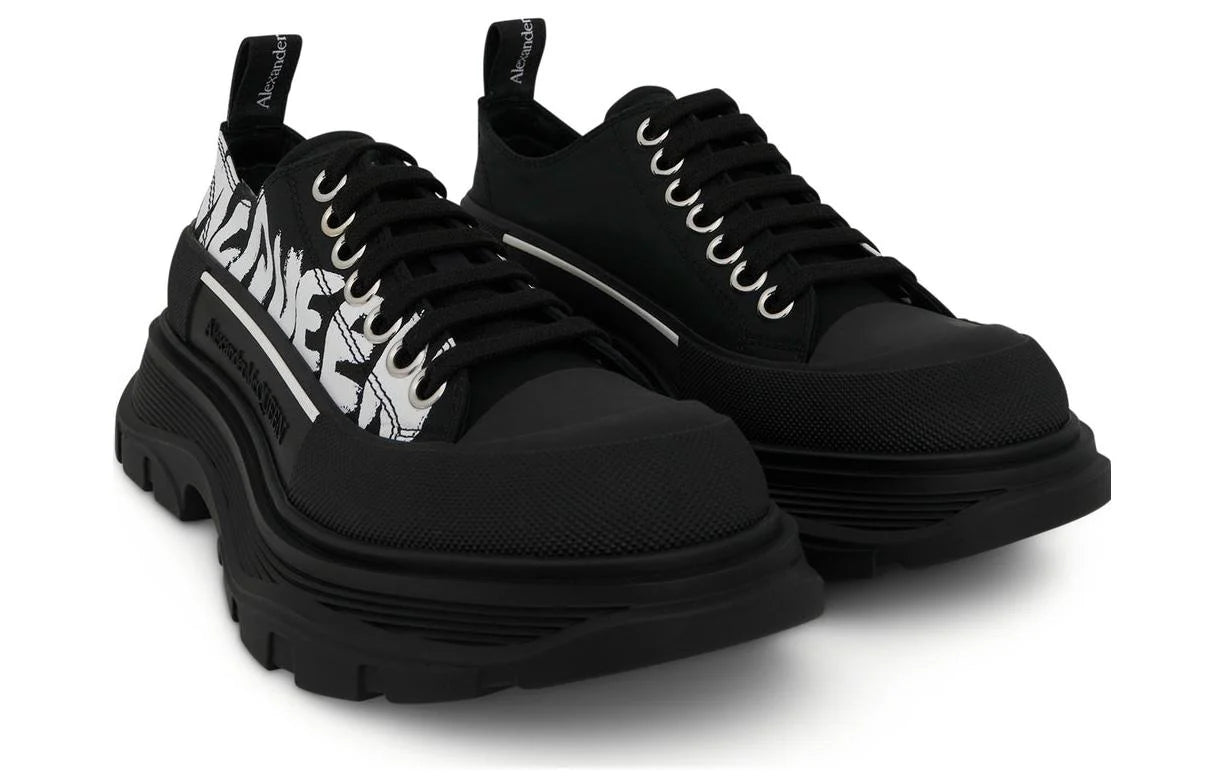 Alexander McQueen Tread Slick Low "Black-White Graffiti Logo"