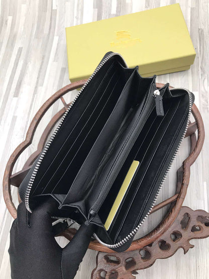 Burberry Long Equestrian Knight Leather Wallet