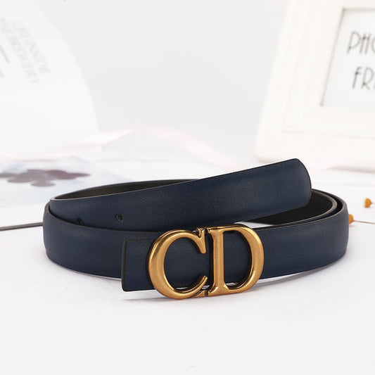 Dior Leather Belt "Navy Blue-Brass"