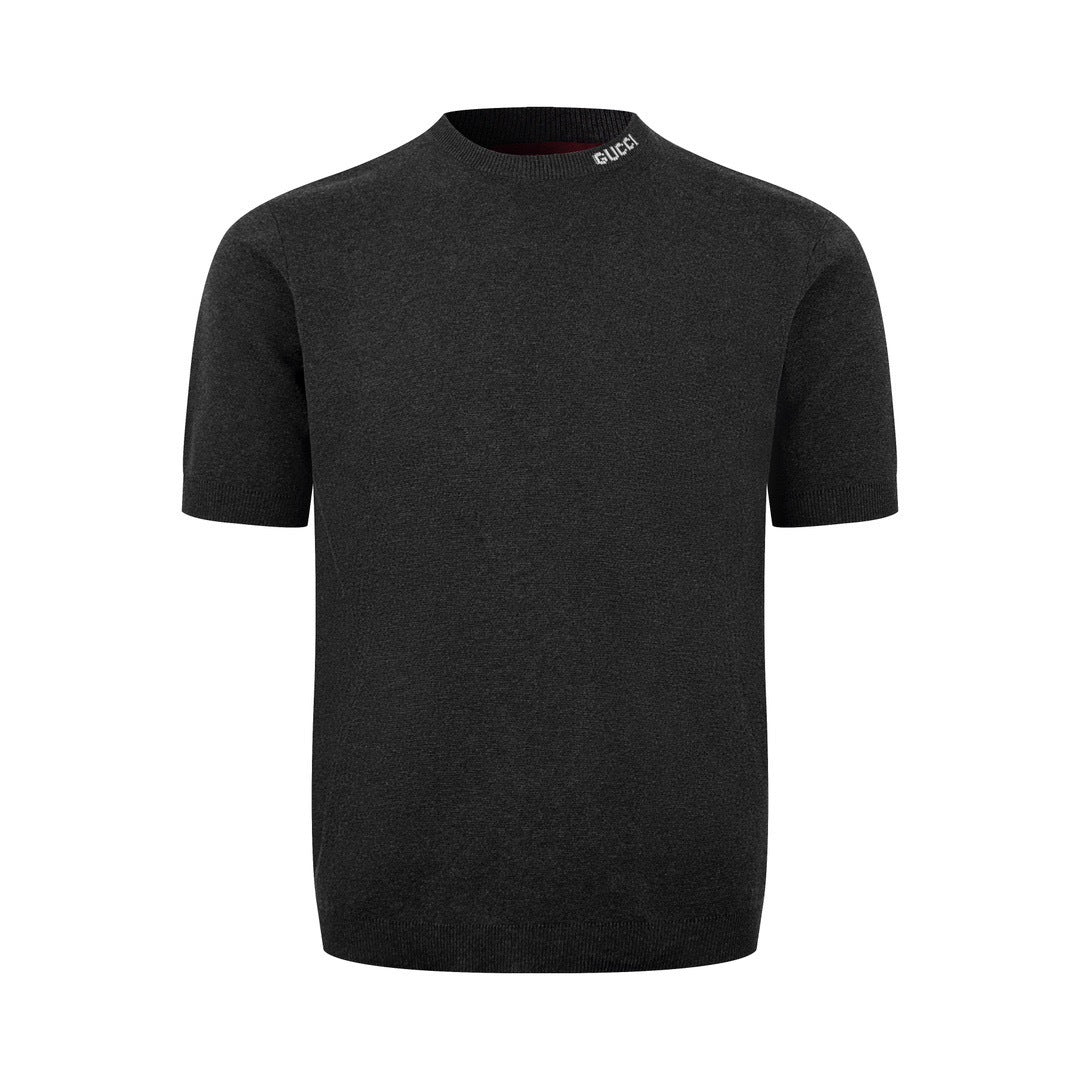 Gucci Silk Cotton T-Shirt with Gucci Intarsia "Grey"