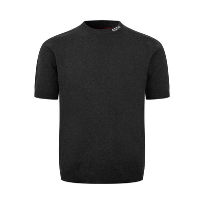 Gucci Silk Cotton T-Shirt with Gucci Intarsia "Grey"