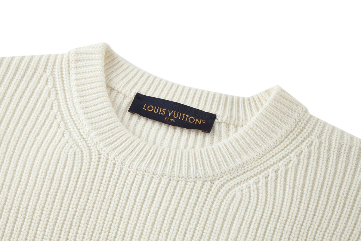 Louis Vuitton Embroidered Signature Cashmere Crewneck "Milky White"