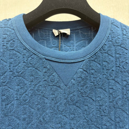 Dior Oblique T-Shirt "Navy Blue Terry Cotton Jacquard"