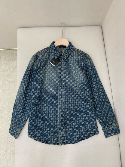 Gucci GG Cotton Denim Jacquard Shirt