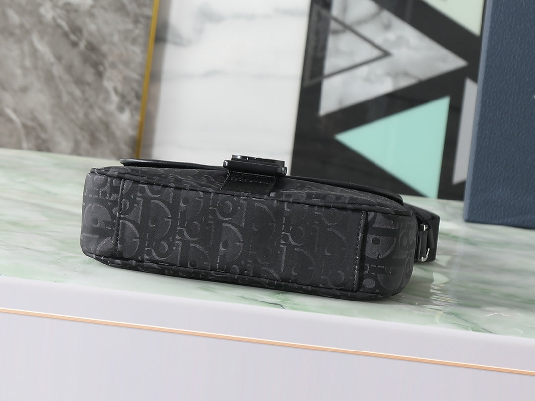 Dior Trek Messenger Bag with Flap "Black Dior Oblique Nylon"