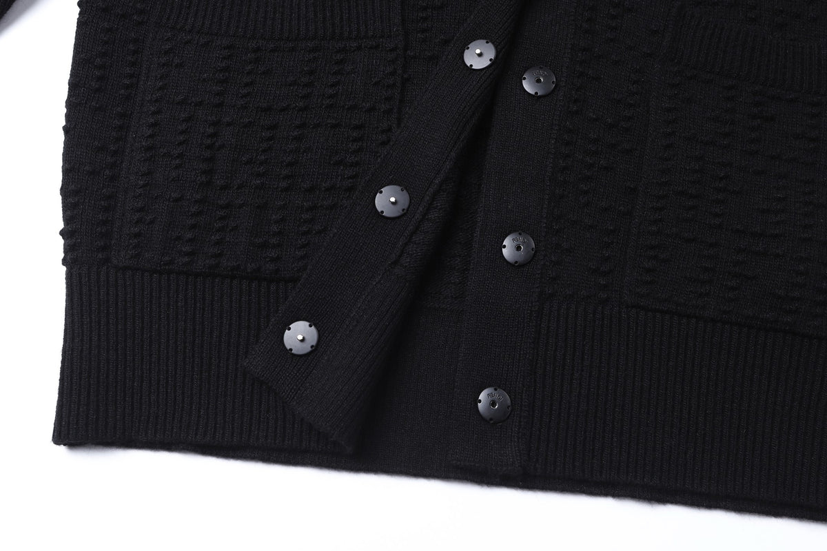 Fendi Black FF Cashmere and Wool Blend Cardigan "Black"
