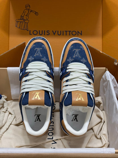 Louis Vuitton LV Trainers "Blue Denim-Brown"