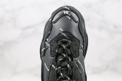Balenciaga Triple S "Black-White All Over Logo"
