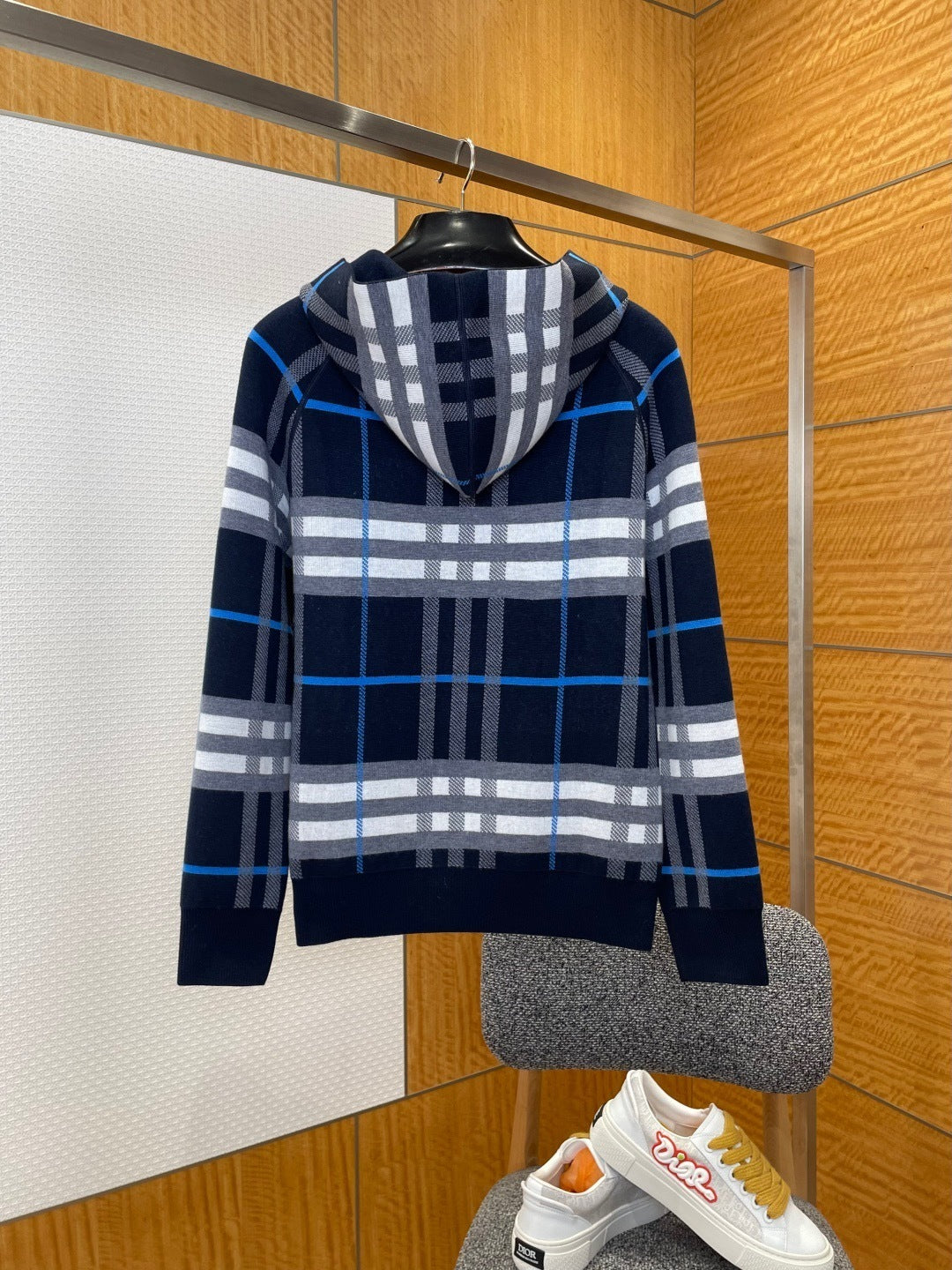 Burberry Ferryton Plaid Cotton Check Zip Hoodie "Blue"