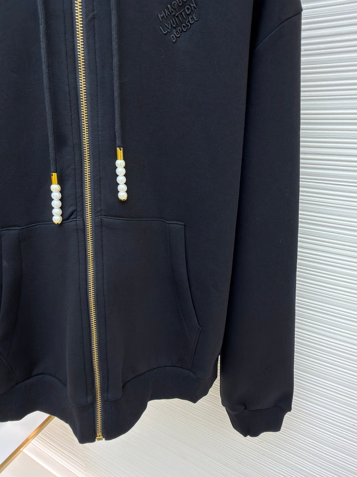 Louis Vuitton Embroidered Zipped Jersey Hoodie "Black"