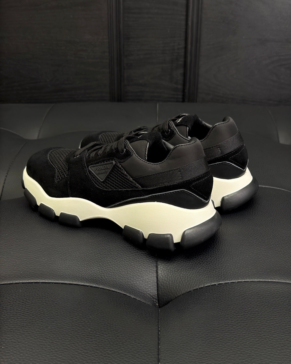 Prada Mesh Fabric and Suede Sneakers "Black"