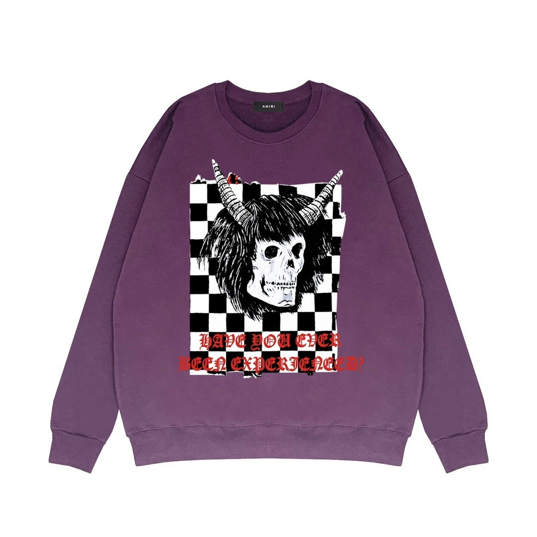 Amiri x Wes Lang Checker Skull Sweatshirt "Purple"