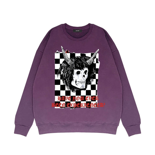 Amiri x Wes Lang Checker Skull Sweatshirt "Purple"