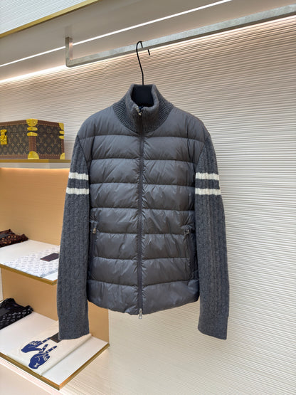 Moncler Padded Wool Zip-up Down Cardigan "Gray"