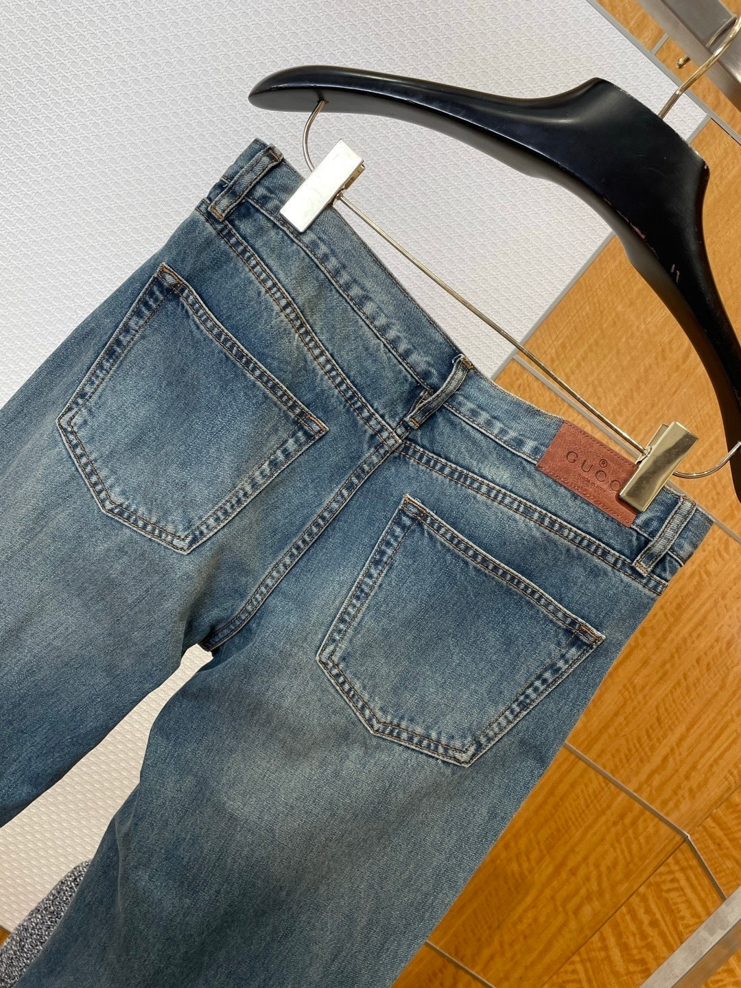 Gucci Cotton Denim Pants with Horsebit Detail