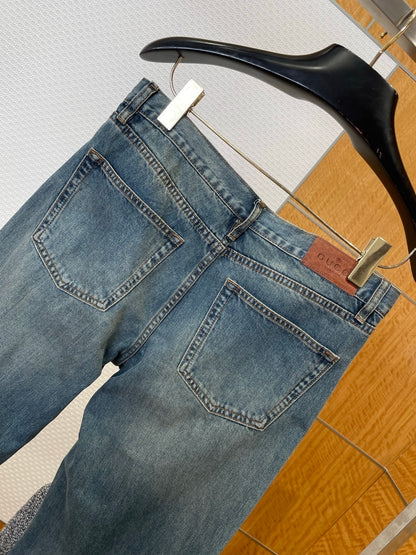 Gucci Cotton Denim Pants with Horsebit Detail