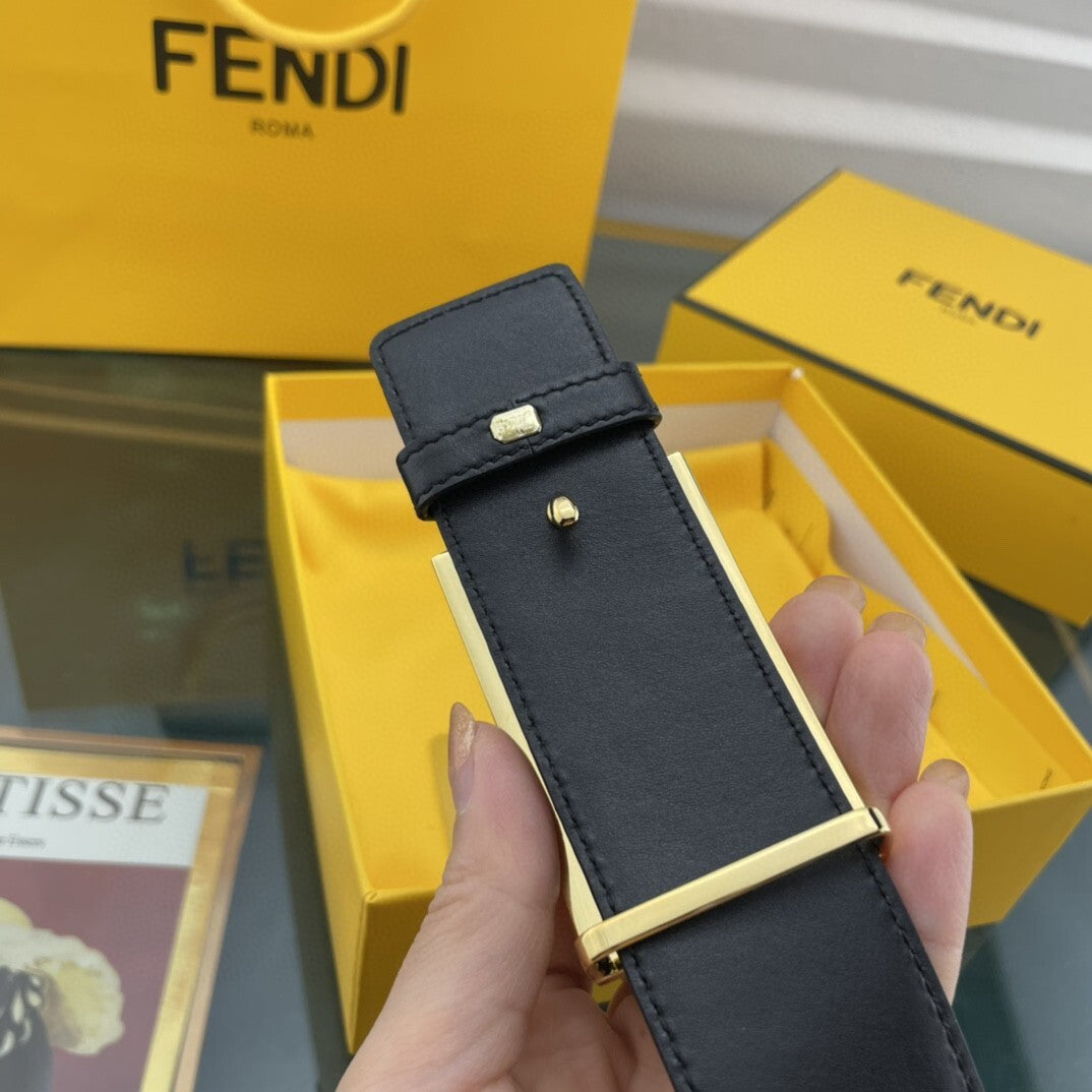Fendi FF Embossed 38mm Leather Belt "Black"