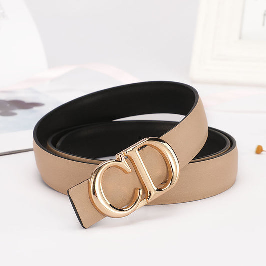 Dior Leather Belt "Beige-Gold"
