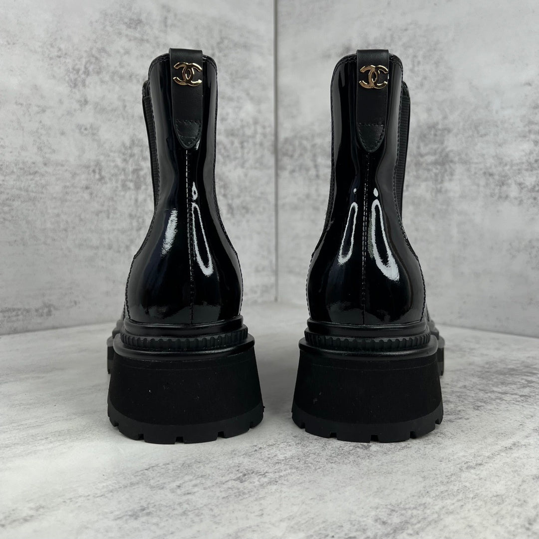 Chanel Chelsea Boots "Black Gloss"