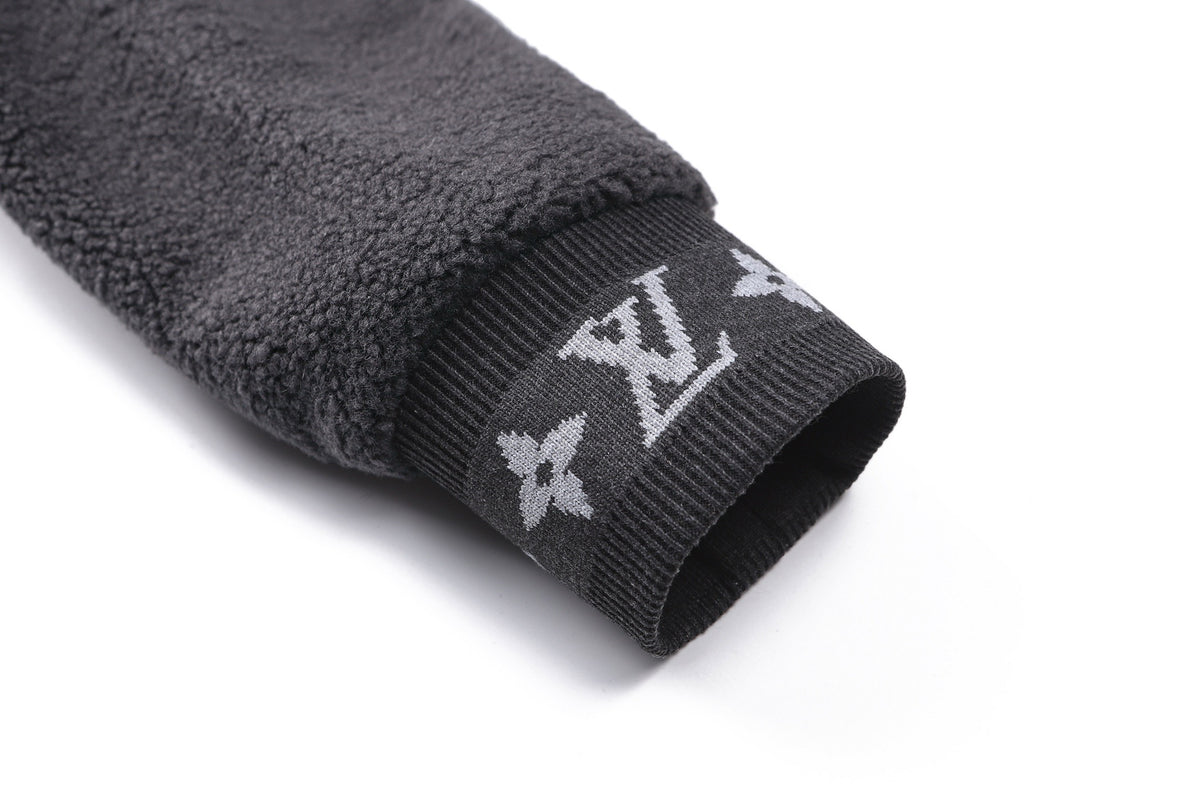 Louis Vuitton Fleece Jacket with Leather Patch "Grey"