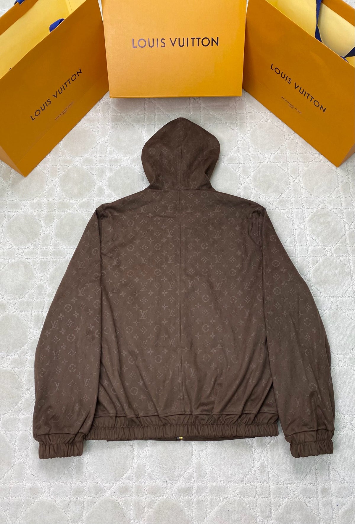 Louis Vuitton Monogram Embossed Suede Hoodie "Coffee"