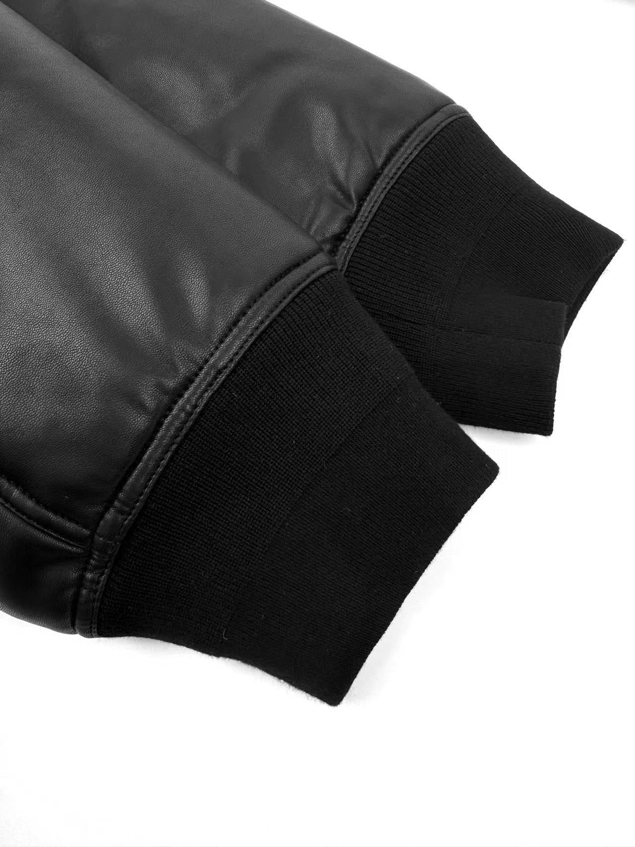 Balenciaga Leather Bomber Jacket "Black"