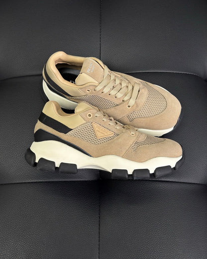 Prada Mesh Fabric and Suede Sneakers "Beige"