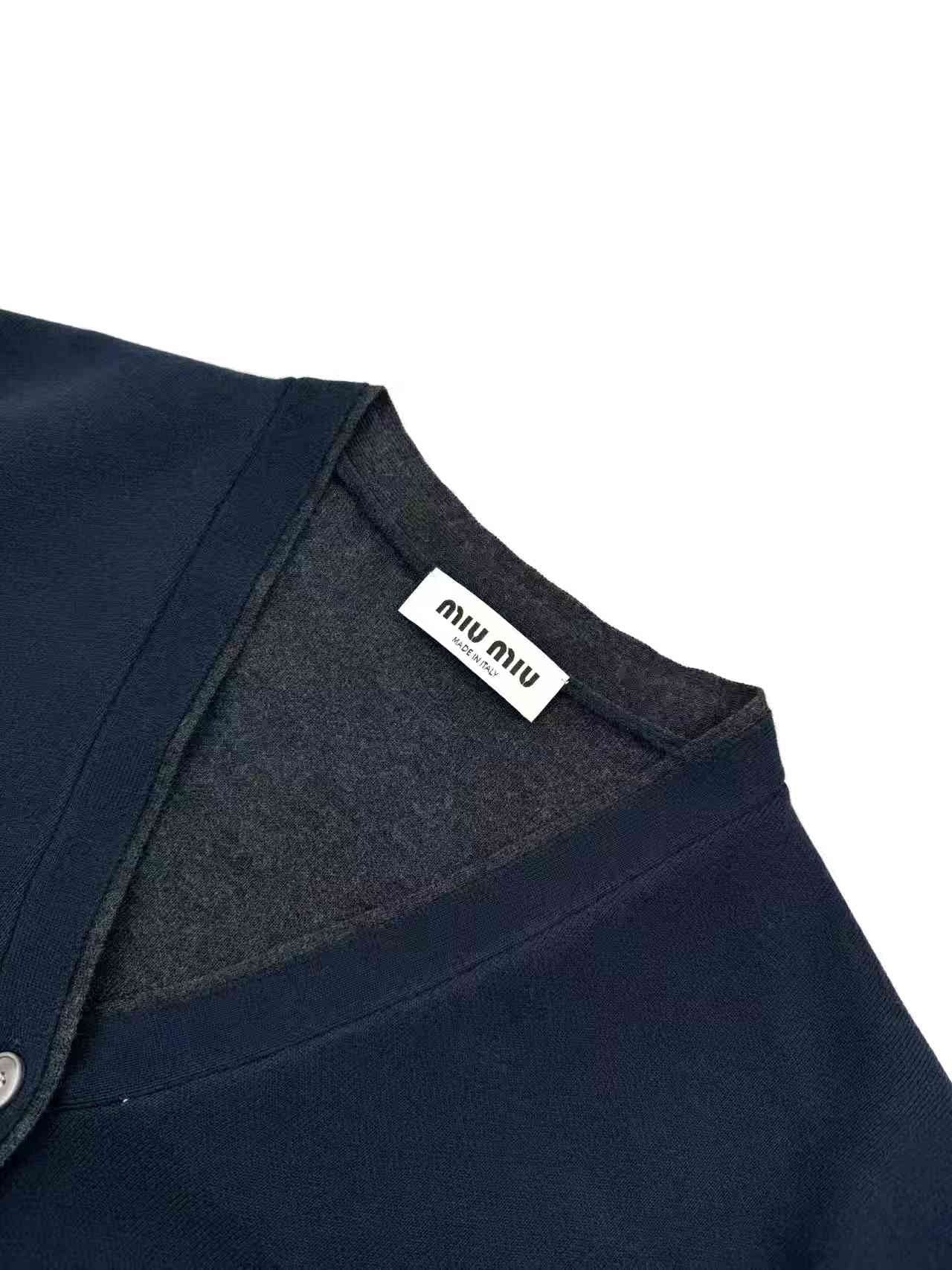 Miu Miu Silk Cashmere Cardigan Sweater "Navy"