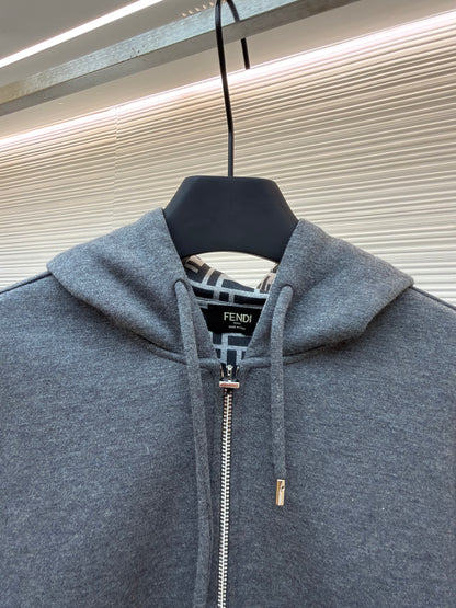 Fendi Cotton Hooded Sweatshirt "Dark Gray"