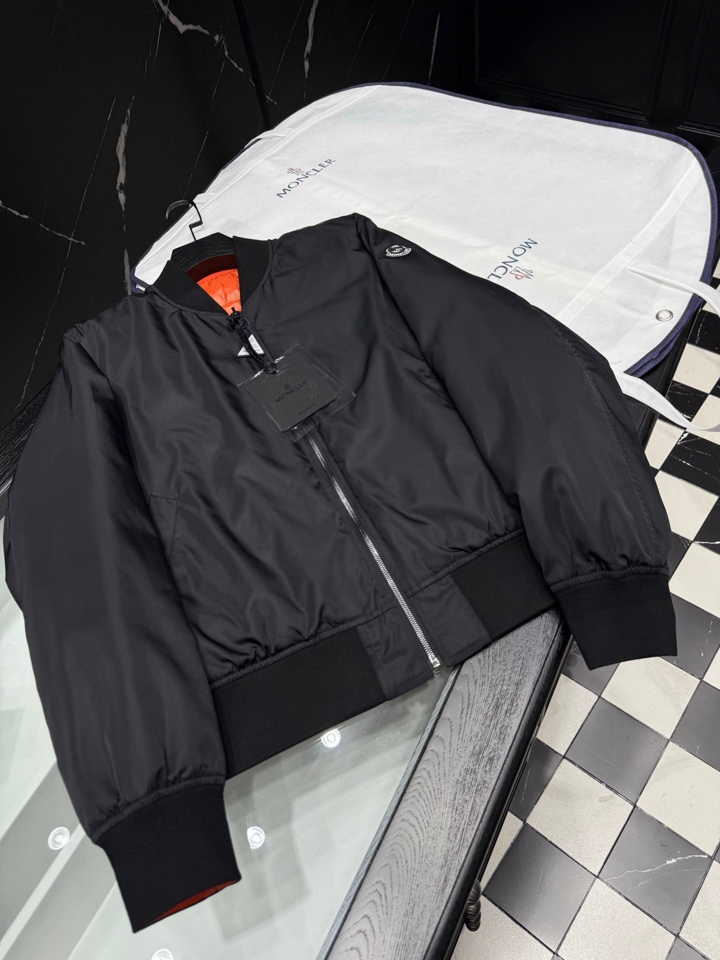 Moncler x Mercedes Benz Reversible Down Bomber Jacket "Black" and "Orange"