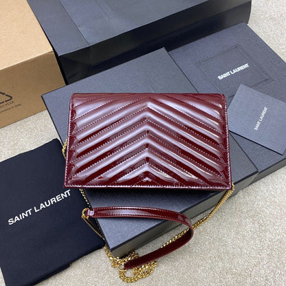 Saint Laurent Cassandre Envelope Chain Wallet in Patent Leather